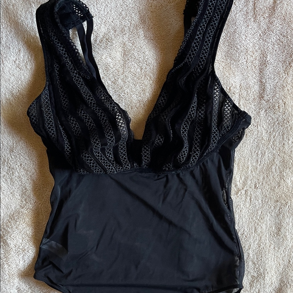 Elegant Black Lace Women's Bodysuit.